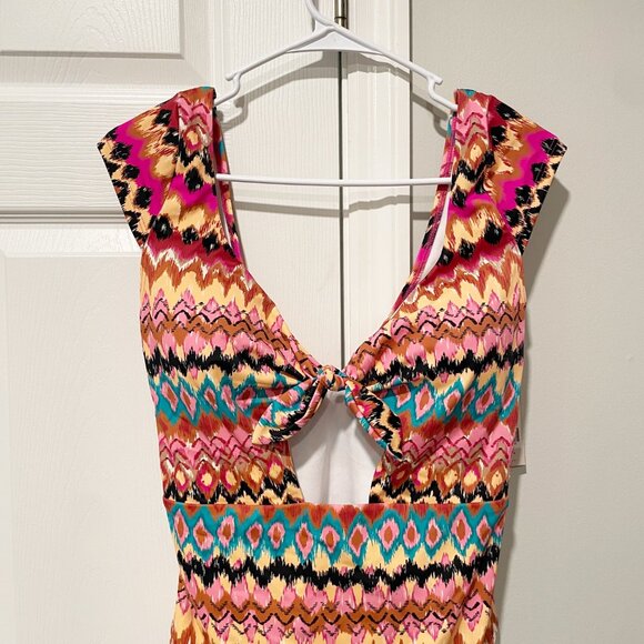NWT Boden Aztec Print Cap Sleeve Tie Front One Piece Swimsuit Size 8 - Picture 6 of 9